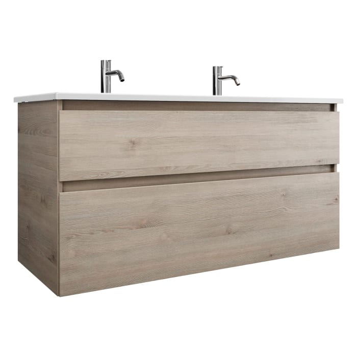 burgbad Lin20 Waschtischunterschrank mit Keramik-Waschtisch 123 cm, 2 Auszüge