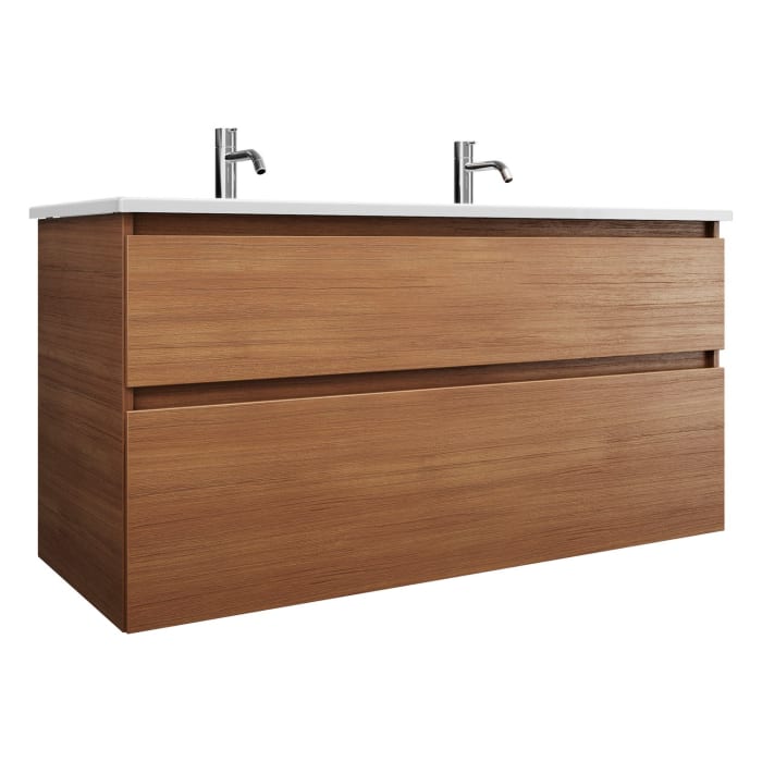 burgbad Lin20 Waschtischunterschrank mit Keramik-Waschtisch 123 cm, 2 Auszüge