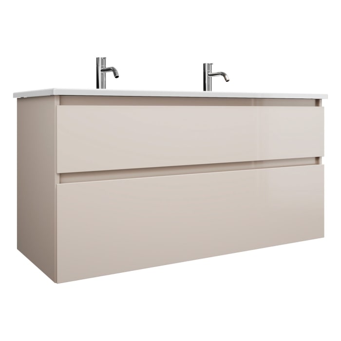 burgbad Lin20 Waschtischunterschrank mit Keramik-Waschtisch 123 cm, 2 Auszüge