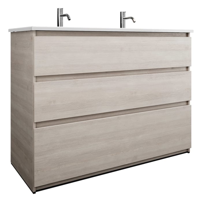 burgbad Lin20 Waschtischunterschrank mit Keramik-Waschtisch 123 cm, 3 Auszüge