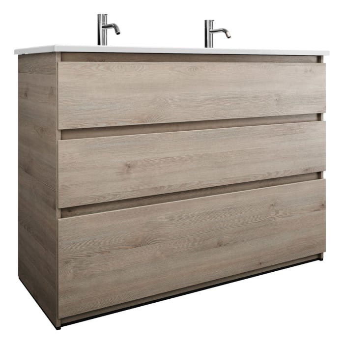 burgbad Lin20 Waschtischunterschrank mit Keramik-Waschtisch 123 cm, 3 Auszüge