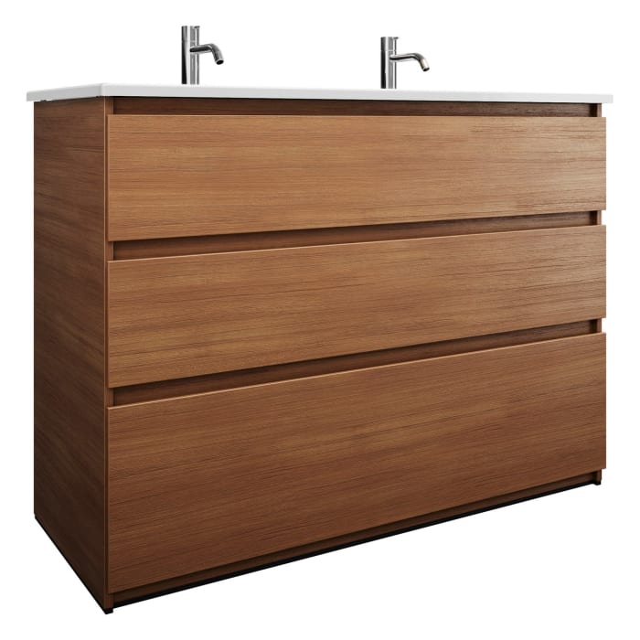 burgbad Lin20 Waschtischunterschrank mit Keramik-Waschtisch 123 cm, 3 Auszüge