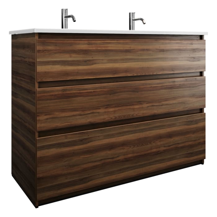 burgbad Lin20 Waschtischunterschrank mit Keramik-Waschtisch 123 cm, 3 Auszüge