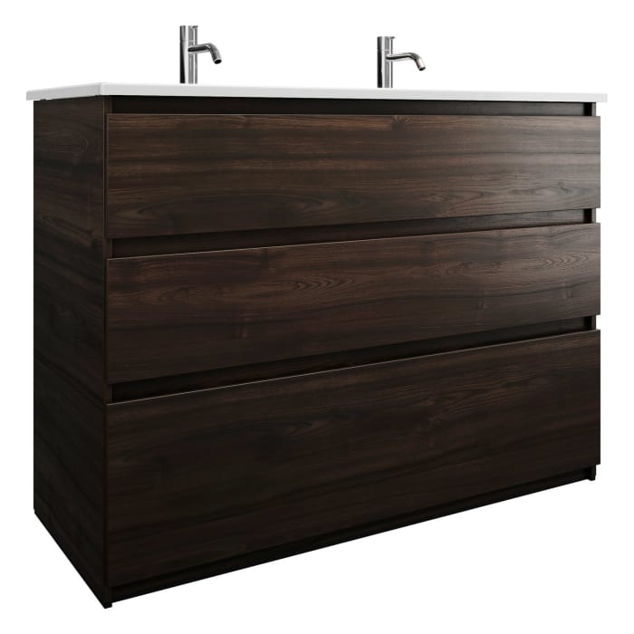 burgbad Lin20 Waschtischunterschrank mit Keramik-Waschtisch 123 cm, 3 Auszüge