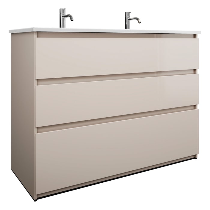 burgbad Lin20 Waschtischunterschrank mit Keramik-Waschtisch 123 cm, 3 Auszüge