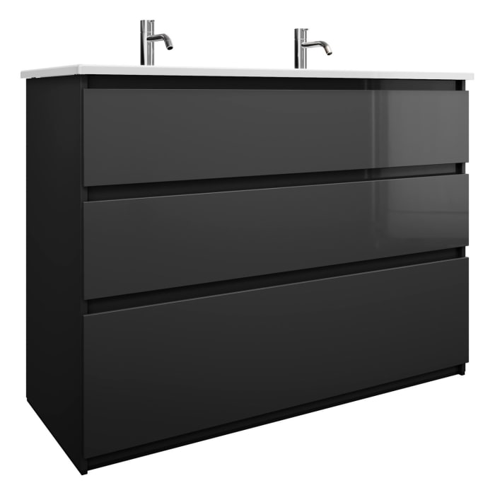 burgbad Lin20 Waschtischunterschrank mit Keramik-Waschtisch 123 cm, 3 Auszüge