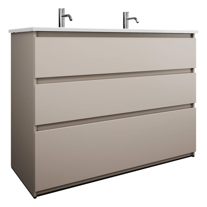 burgbad Lin20 Waschtischunterschrank mit Keramik-Waschtisch 123 cm, 3 Auszüge