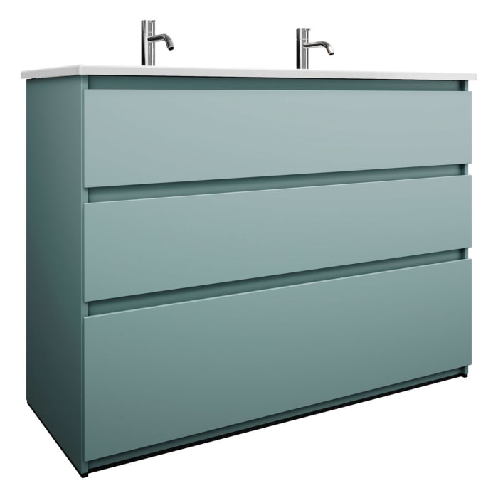 burgbad Lin20 Waschtischunterschrank mit Keramik-Waschtisch 123 cm, 3 Auszüge