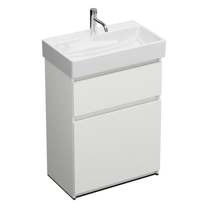 burgbad Lin20 Waschtischunterschrank mit Keramik-Waschtisch 63 cm, 2 Auszüge