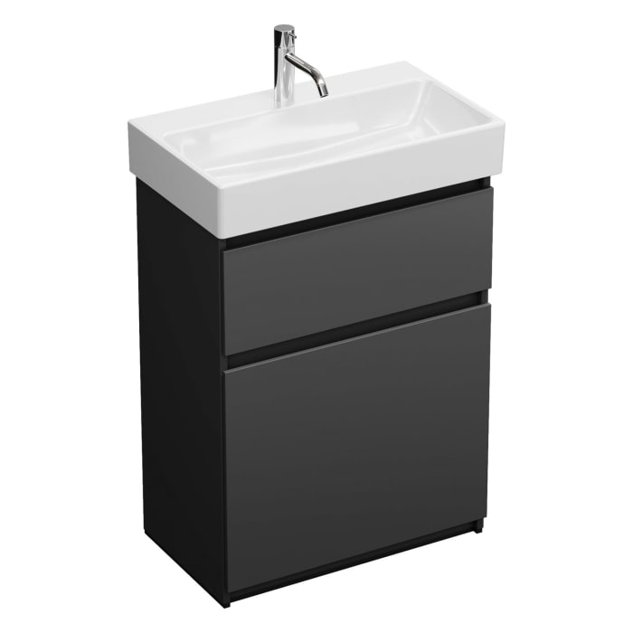 burgbad Lin20 Waschtischunterschrank mit Keramik-Waschtisch 63 cm, 2 Auszüge