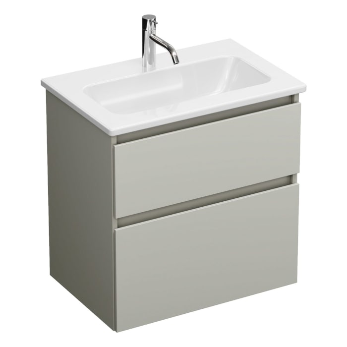 burgbad Lin20 Waschtischunterschrank mit Keramik-Waschtisch 63 cm, 2 Auszüge