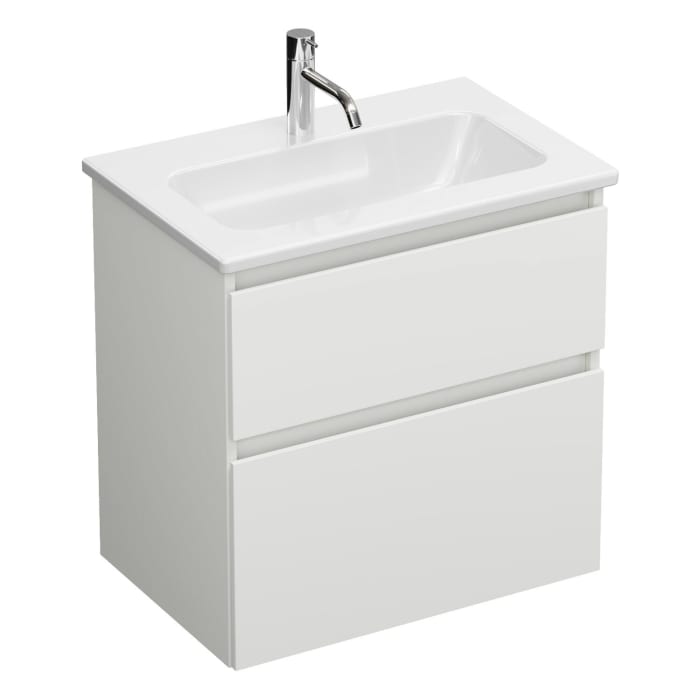 burgbad Lin20 Waschtischunterschrank mit Keramik-Waschtisch 63 cm, 2 Auszüge