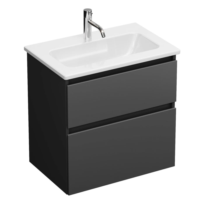 burgbad Lin20 Waschtischunterschrank mit Keramik-Waschtisch 63 cm, 2 Auszüge