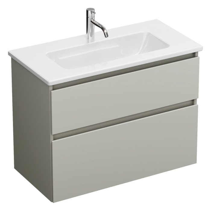 burgbad Lin20 Waschtischunterschrank mit Keramik-Waschtisch 83 cm, 2 Auszüge