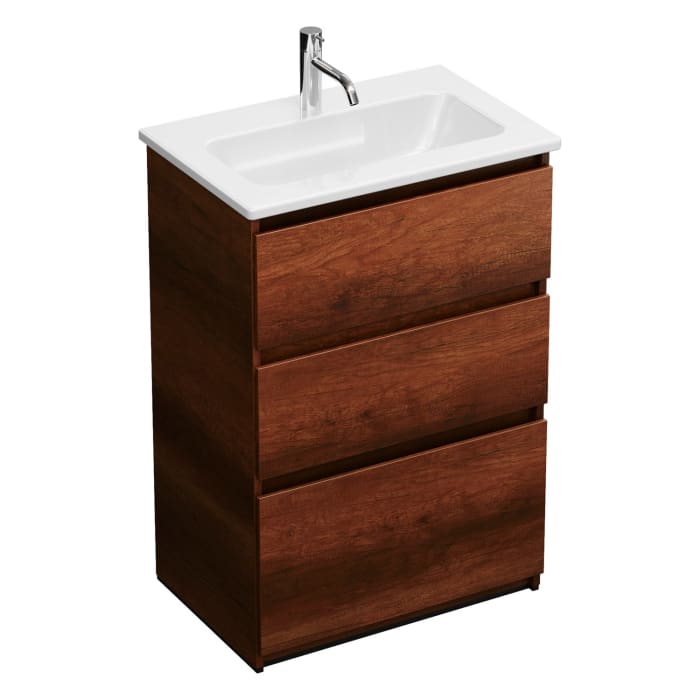 burgbad Lin20 Waschtischunterschrank mit Keramik-Waschtisch 63 cm, 3 Auszüge