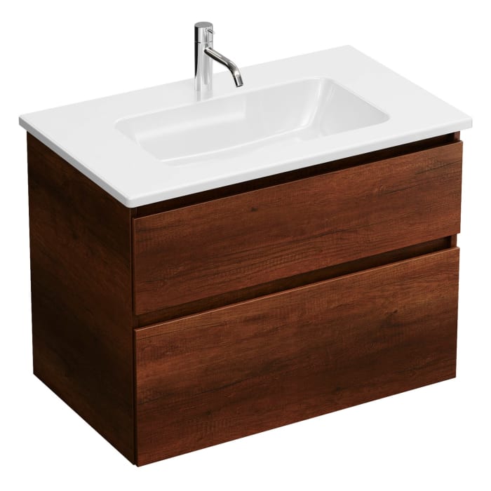 burgbad Lin20 Waschtischunterschrank mit Keramik-Waschtisch 83 cm, 2 Auszüge