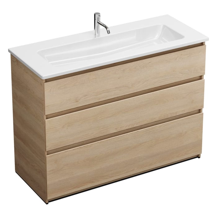 burgbad Lin20 Waschtischunterschrank mit Keramik-Waschtisch 123 cm, 3 Auszüge