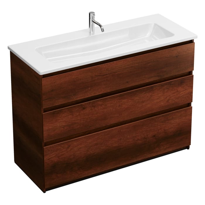 burgbad Lin20 Waschtischunterschrank mit Keramik-Waschtisch 123 cm, 3 Auszüge