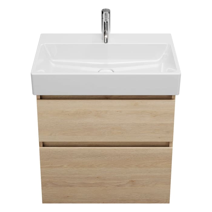 burgbad Lin20 Waschtischunterschrank mit Keramik-Waschtisch 63 cm, 2 Auszüge