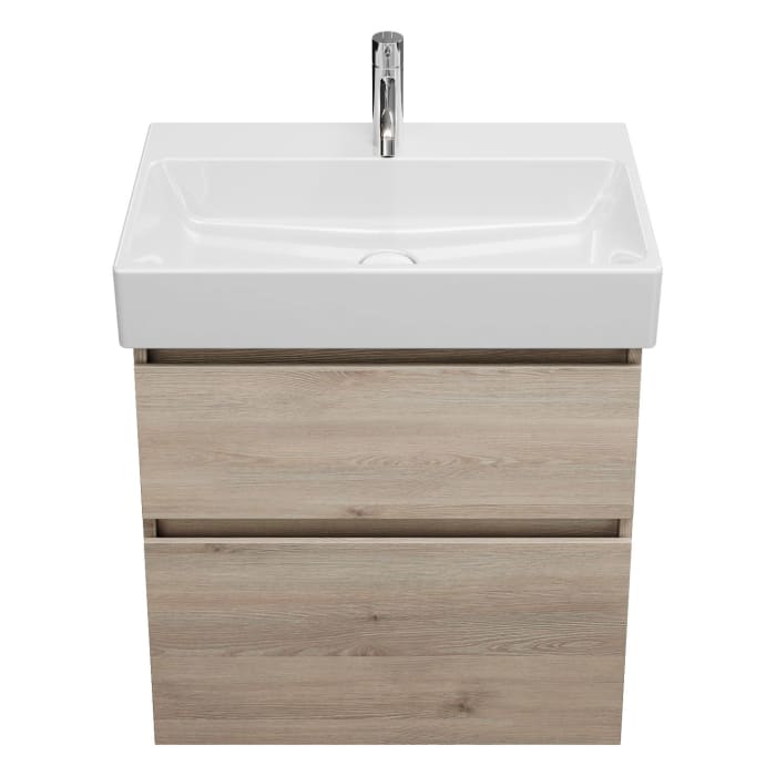 burgbad Lin20 Waschtischunterschrank mit Keramik-Waschtisch 63 cm, 2 Auszüge