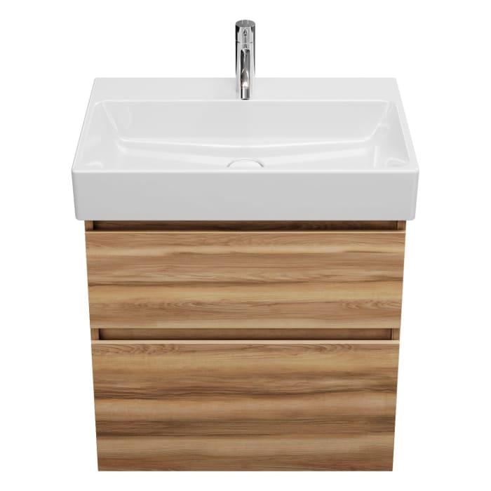 burgbad Lin20 Waschtischunterschrank mit Keramik-Waschtisch 63 cm, 2 Auszüge