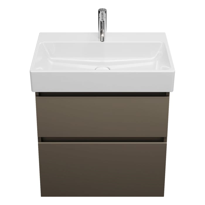 burgbad Lin20 Waschtischunterschrank mit Keramik-Waschtisch 63 cm, 2 Auszüge