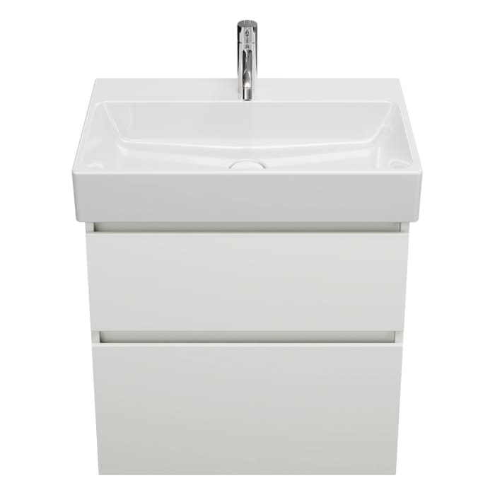 burgbad Lin20 Waschtischunterschrank mit Keramik-Waschtisch 63 cm, 2 Auszüge