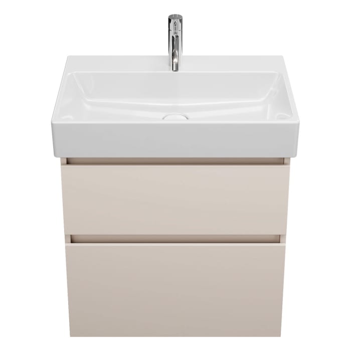 burgbad Lin20 Waschtischunterschrank mit Keramik-Waschtisch 63 cm, 2 Auszüge