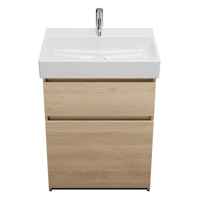 burgbad Lin20 Waschtischunterschrank mit Keramik-Waschtisch 63 cm, 2 Auszüge