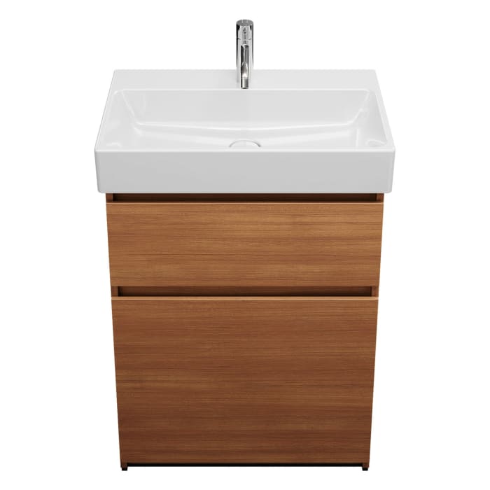 burgbad Lin20 Waschtischunterschrank mit Keramik-Waschtisch 63 cm, 2 Auszüge