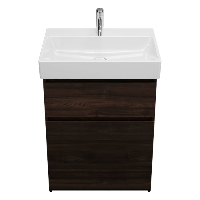 burgbad Lin20 Waschtischunterschrank mit Keramik-Waschtisch 63 cm, 2 Auszüge