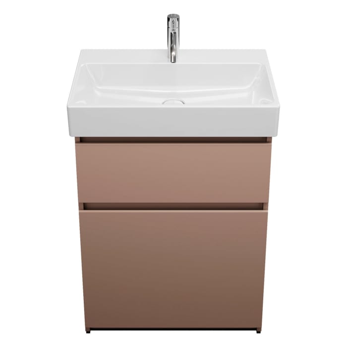 burgbad Lin20 Waschtischunterschrank mit Keramik-Waschtisch 63 cm, 2 Auszüge