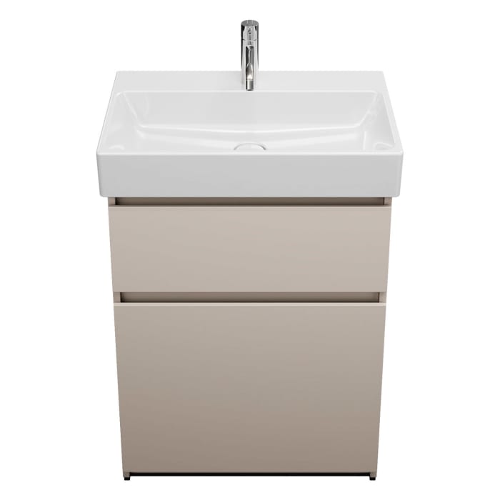 burgbad Lin20 Waschtischunterschrank mit Keramik-Waschtisch 63 cm, 2 Auszüge