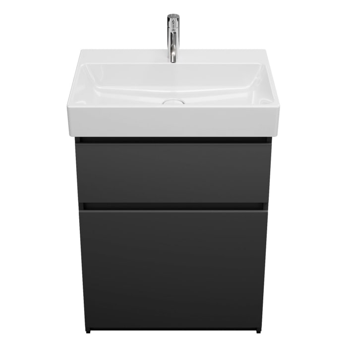 burgbad Lin20 Waschtischunterschrank mit Keramik-Waschtisch 63 cm, 2 Auszüge