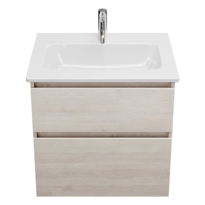 burgbad Lin20 Waschtischunterschrank mit Keramik-Waschtisch 63 cm, 2 Auszüge