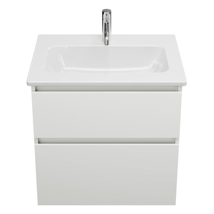 burgbad Lin20 Waschtischunterschrank mit Keramik-Waschtisch 63 cm, 2 Auszüge