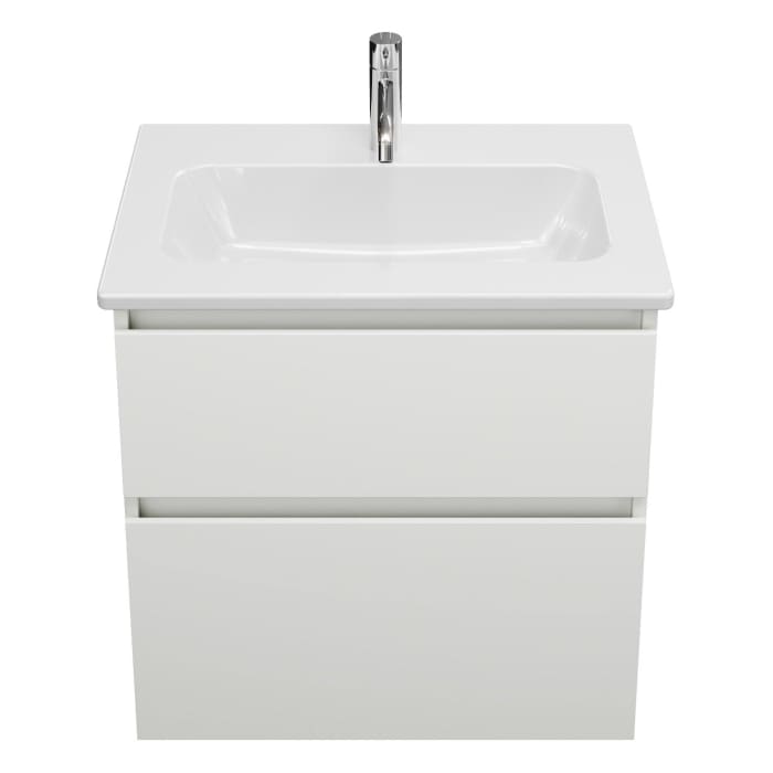 burgbad Lin20 Waschtischunterschrank mit Keramik-Waschtisch 63 cm, 2 Auszüge