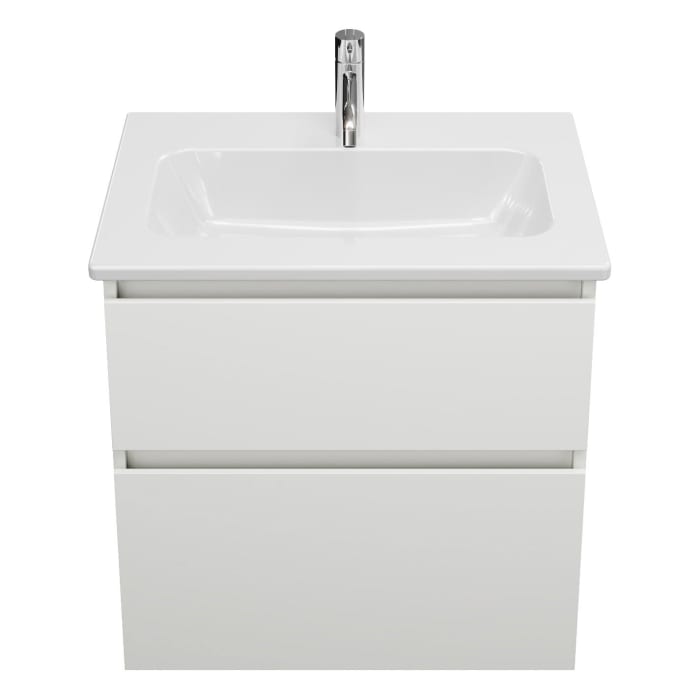 burgbad Lin20 Waschtischunterschrank mit Keramik-Waschtisch 63 cm, 2 Auszüge