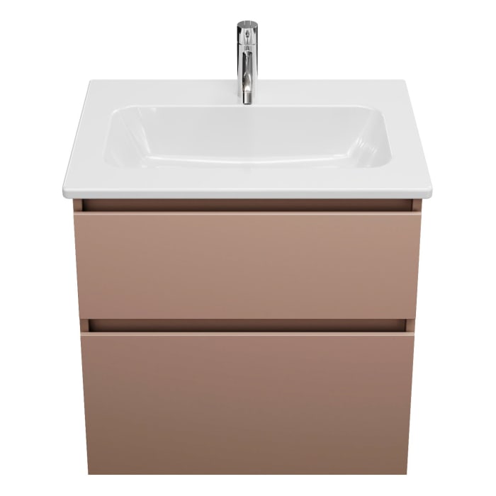 burgbad Lin20 Waschtischunterschrank mit Keramik-Waschtisch 63 cm, 2 Auszüge