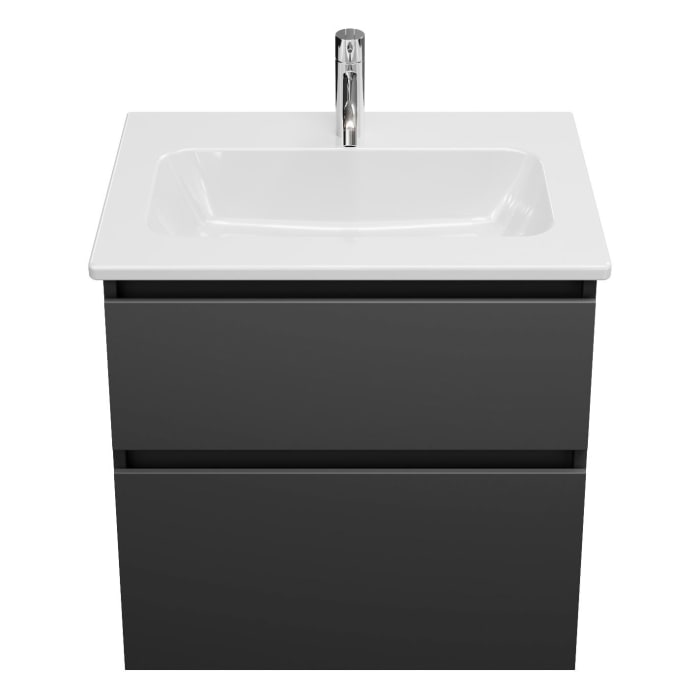 burgbad Lin20 Waschtischunterschrank mit Keramik-Waschtisch 63 cm, 2 Auszüge