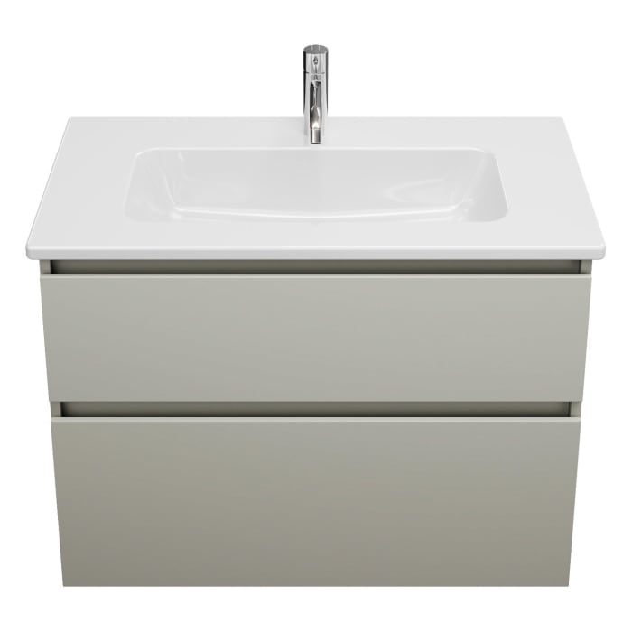 burgbad Lin20 Waschtischunterschrank mit Keramik-Waschtisch 83 cm, 2 Auszüge