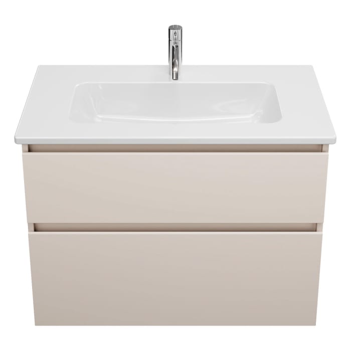 burgbad Lin20 Waschtischunterschrank mit Keramik-Waschtisch 83 cm, 2 Auszüge