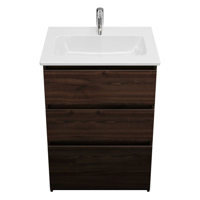 burgbad Lin20 Waschtischunterschrank mit Keramik-Waschtisch 63 cm, 3 Auszüge