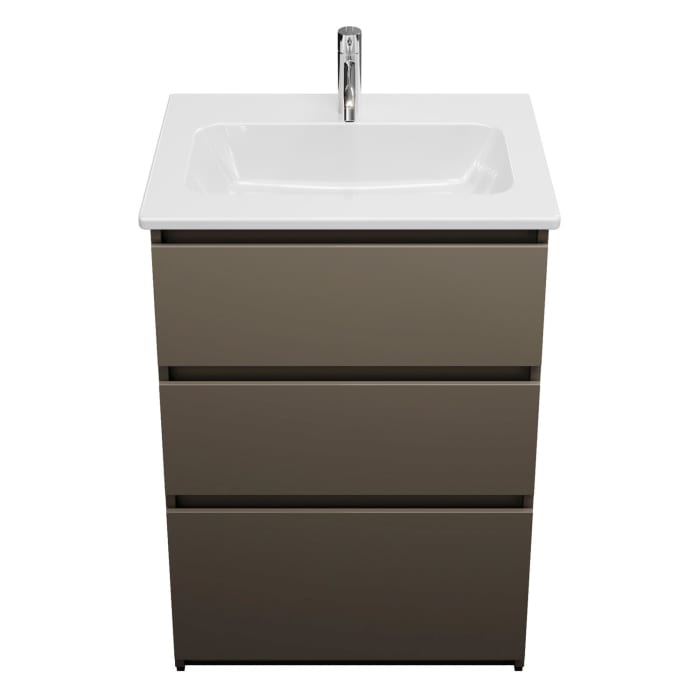 burgbad Lin20 Waschtischunterschrank mit Keramik-Waschtisch 63 cm, 3 Auszüge