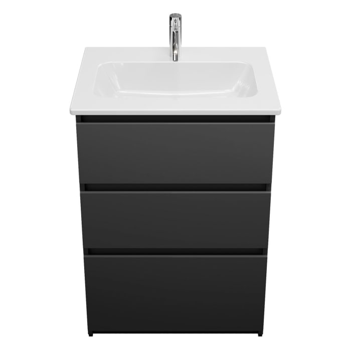 burgbad Lin20 Waschtischunterschrank mit Keramik-Waschtisch 63 cm, 3 Auszüge