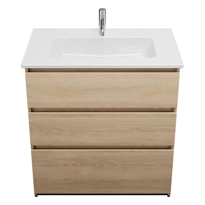 burgbad Lin20 Waschtischunterschrank mit Keramik-Waschtisch 83 cm, 3 Auszüge