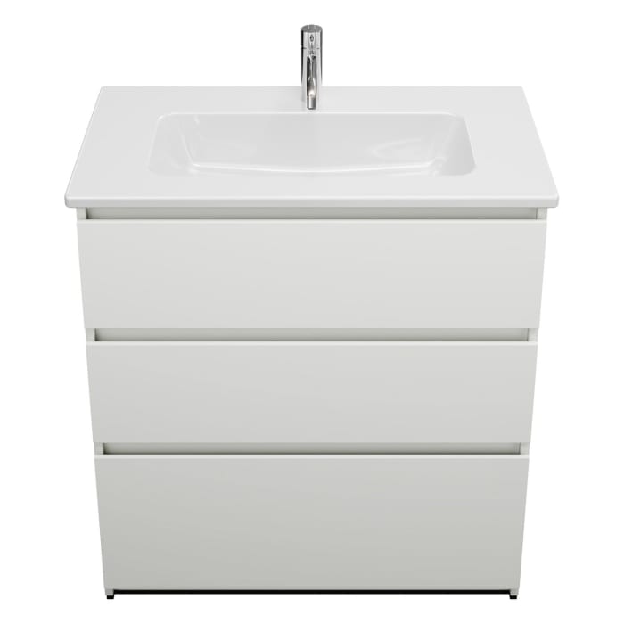 burgbad Lin20 Waschtischunterschrank mit Keramik-Waschtisch 83 cm, 3 Auszüge