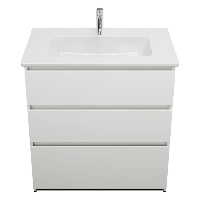 burgbad Lin20 Waschtischunterschrank mit Keramik-Waschtisch 83 cm, 3 Auszüge