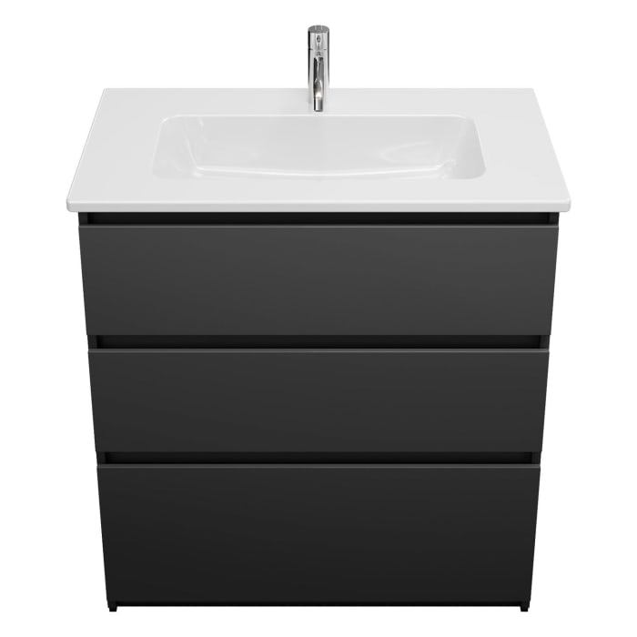 burgbad Lin20 Waschtischunterschrank mit Keramik-Waschtisch 83 cm, 3 Auszüge