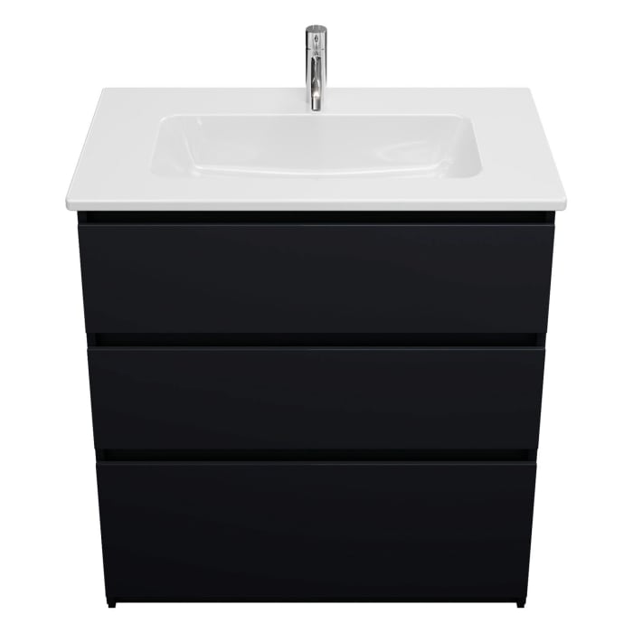 burgbad Lin20 Waschtischunterschrank mit Keramik-Waschtisch 83 cm, 3 Auszüge